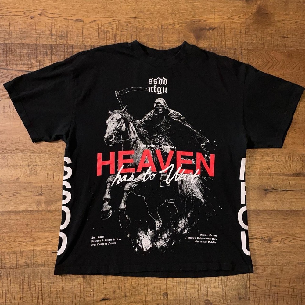 Darc Sport Tee Mens XL Black Goth Emo Heaven Has To Wait Oversized Graphic Shirt